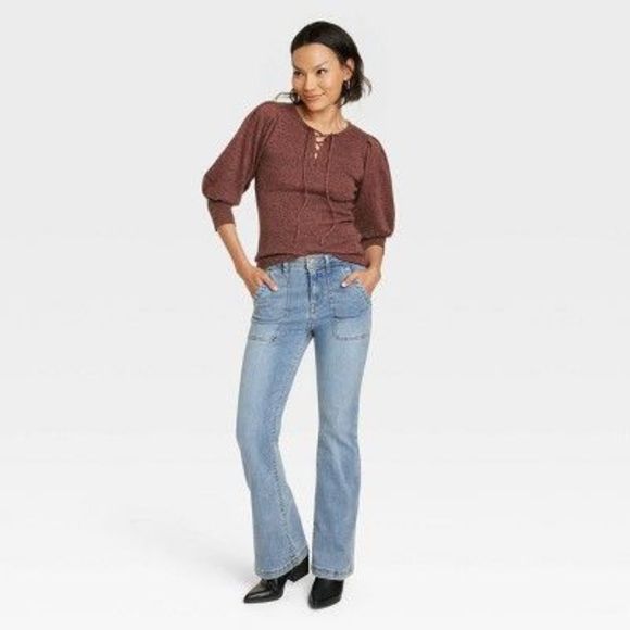 Women's Crewneck Pullover Sweater - Knox Rose Brown M - Picture 2 of 2